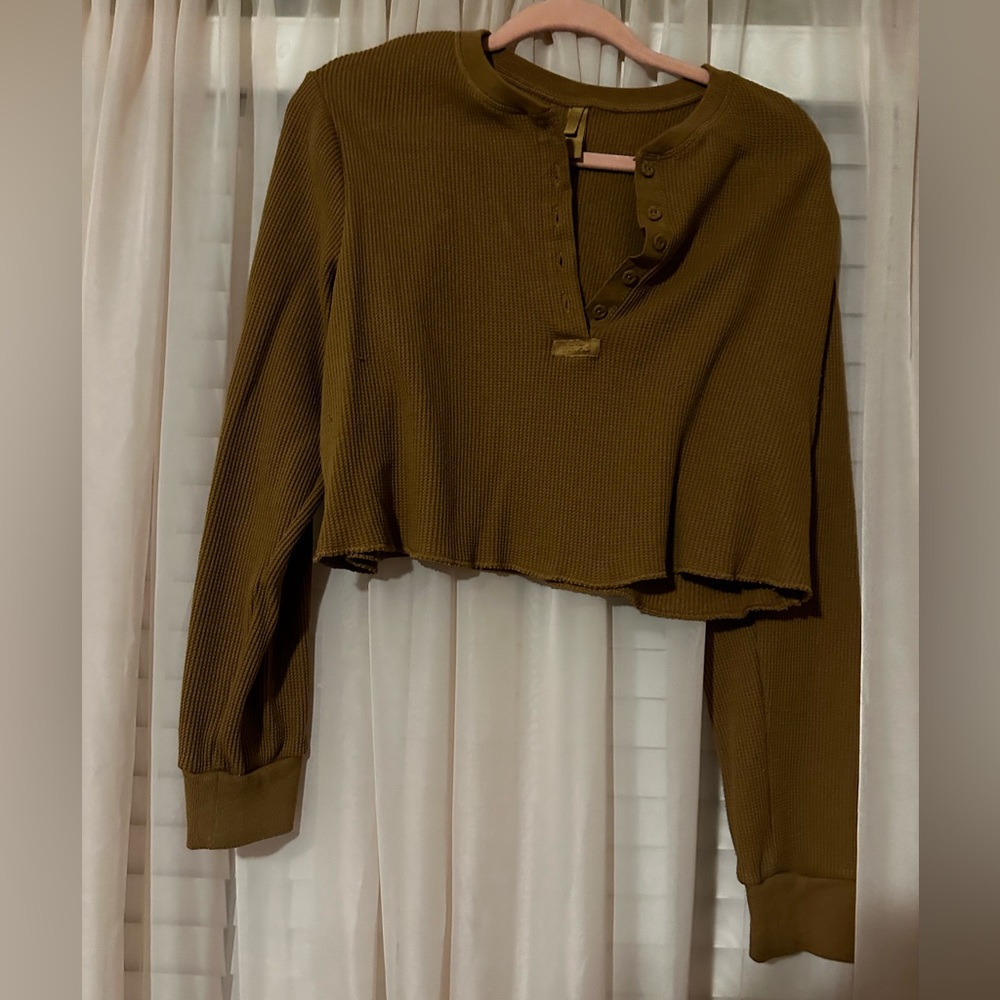 Skims Cropped Waffle Shirt